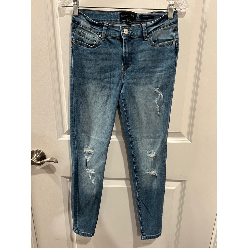 Kendall + Kylie Womens Skinny Jeans Kontour High Rise Distressed Blue 3/26